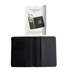Satechi Vegan Leather Findall Passport Cover Wallet Black Travel NWOT